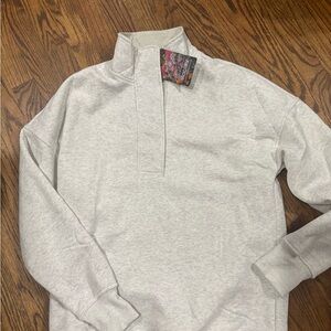 GACAKY Grey  SWEATSHIRT FOR WOMEN OVERSIZED LONG SLEEVE BUTTON HENLEY NECK Small